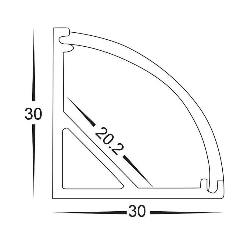 LED-lys hjørne-aluminium LED-profil 6063-T5 aluminiumslegering aluminium lineært lys